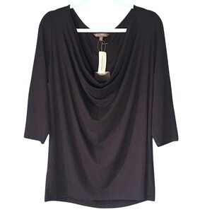 Tommy Bahama Tambour Low Cowl Top Black Size Large NWOT